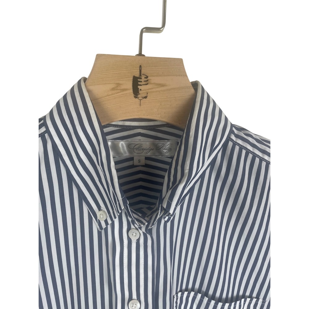Claridge King Womens Blue White Striped Cotton Button Down Shirt Size S - Picture 3 of 4